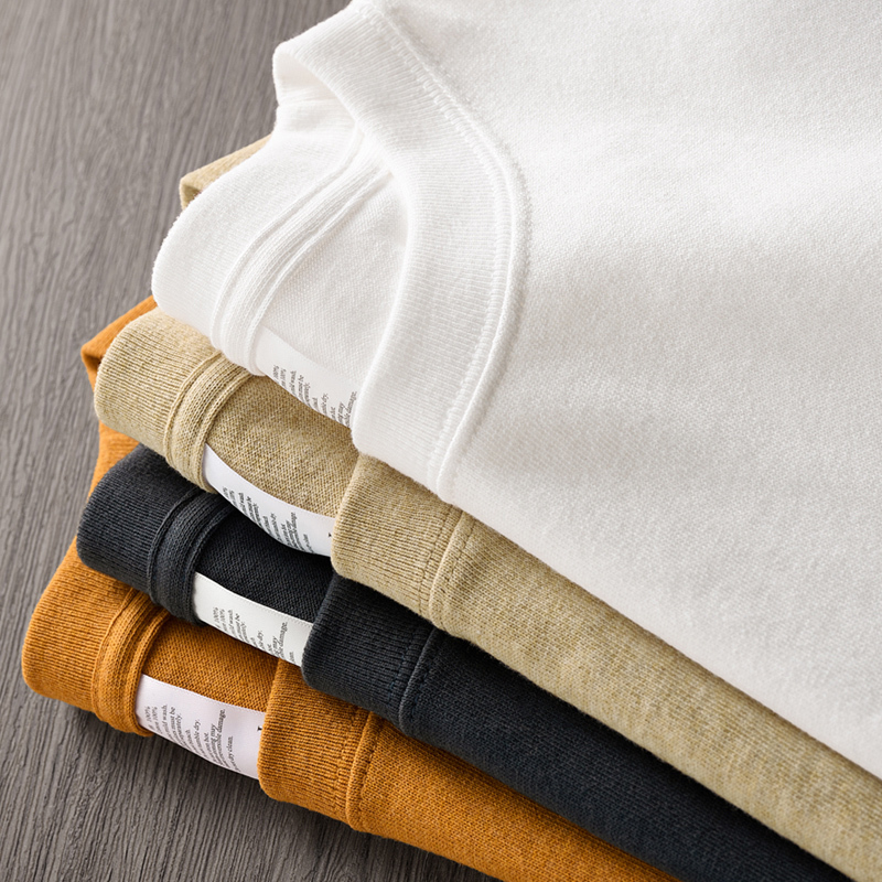 [Get 2 Pieces for 245g] Pure Cotton Long-Sleeve T-Shirt for Men, Solid Color Base Shirt, Loose White Crew Neck Short-Sleeve Inner Wear, Trendy