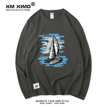 2020 new mens autumn coat thin loose round neck long sleeve Korean tide ins casual T-shirt trend Wild