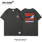 Летняя тонкая трендовая хлопковая футболка с коротким рукавом для школьников для отдыха, свободный крой