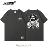 Футболка с коротким рукавом в стиле хип-хоп, европейский стиль, свободный крой