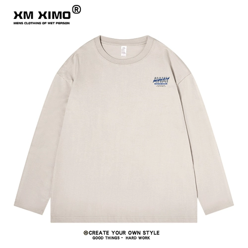 Приятный телу дизайнерский оригинальный хлопковый лонгслив для отдыха, осенний, оверсайз, в американском стиле, тренд сезона