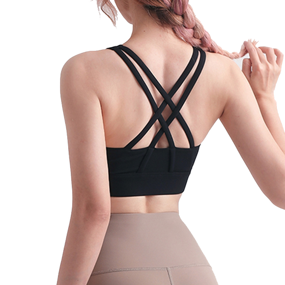 
Front zipper sports bra for women with beautiful back quick-drying yoga vest shockproof gathering high-intensity fitness bra summer