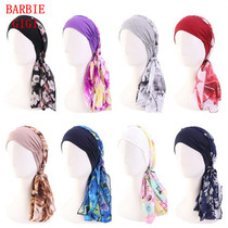 BARBIEGIGI personality fashion trendy chiffon floral stitching headscarf straps beach head hat accessories headwear