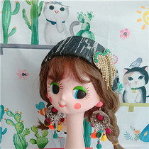 Collection denim series wide-brimmed vintage baroque style medieval retro star peach heart tassel headband hairpin