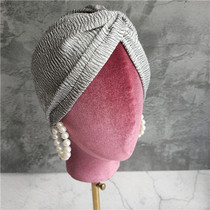 Trendy vintage French medieval metallic silver fold simple temperament all-match turban baotou cap