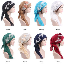 VINTAGE retro pastoral street embroidery flower literary fan wrap head shawl silk scarf multi-purpose turban head cap