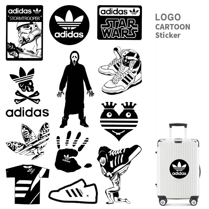 Adi black and white tide logo sticker personally waterproof electric vehicle travel box notebook laptop mobile phone tape