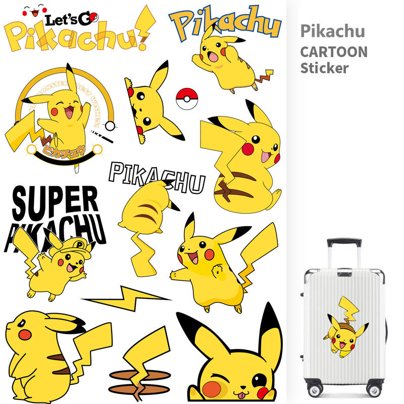 Cartoon Pikachu Sticker Suitcase Waterproof notebook Guitar thermos helmet rod box decorative sticker art