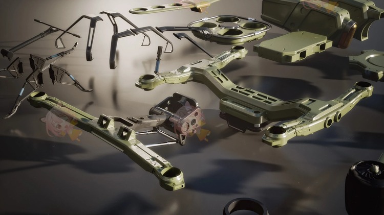 图片[5]-K040交通工具无人机 3d模型Kitbash3D-Vehicles格式c4d/blender/fbx/obj-cg男孩