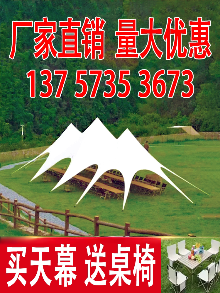 Открытый кемпинговый навес-палатка super large camp с защитой от солнца Wanzhongshan и непромокаемым тентом с одним, двумя и тремя козырьками Изображение 1