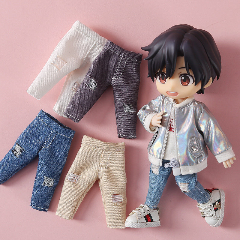 ob11 baby clothes 12 bjd doll clothes beauty tie pig break hole jeans trousers GSC vegan body P9