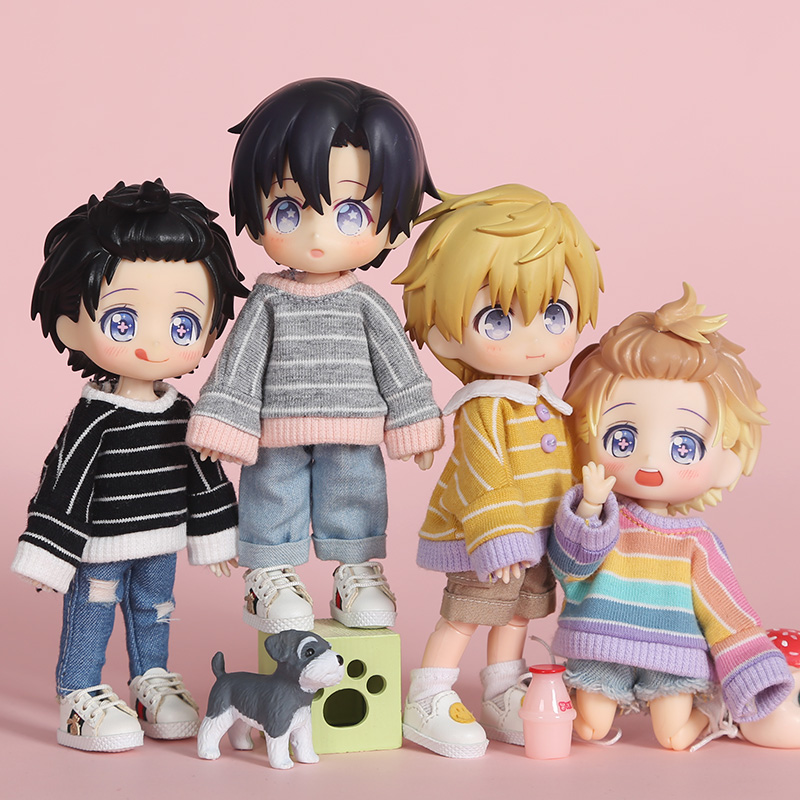 ob11 children's dress striped casual blouse Molly doll clothes GSC vegetarian body 8 minutes 12 bjd girl head round