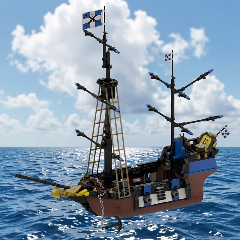 High-Quality Brick Parts Moc-174359 Caribbean Fast Ship Model Assembly Building Block Boat Toy for Boys