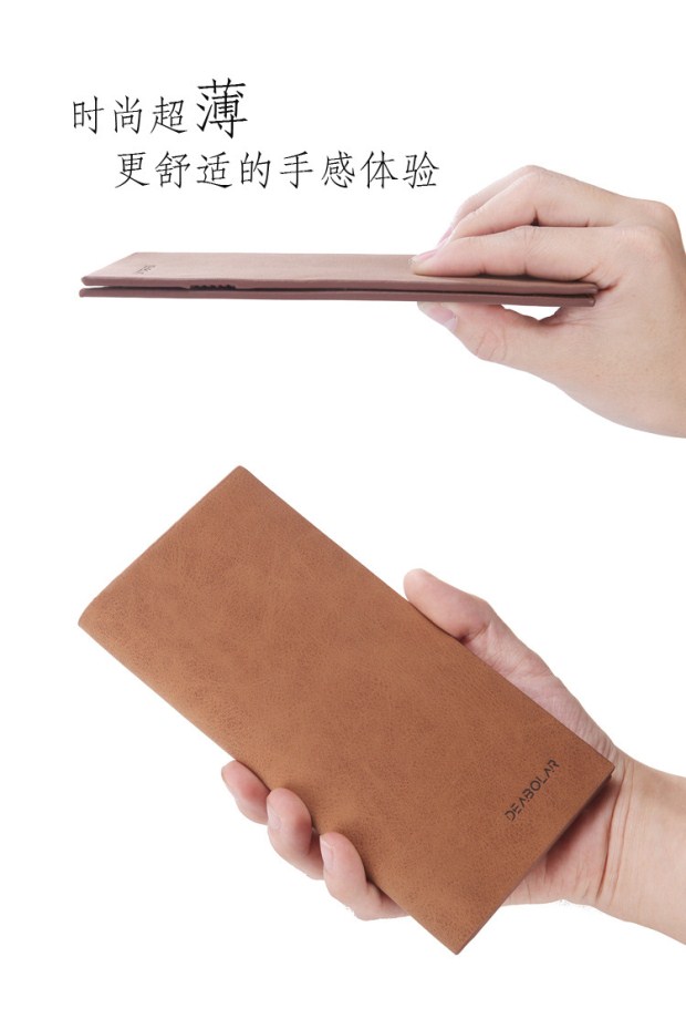 Ví nam dài phần siêu mỏng retro chà thanh niên Ví mềm nam cá tính thời trang giữ vé sinh viên Nhật Bản và Hàn Quốc - Ví / chủ thẻ ví da cá sấu 2 mặt
