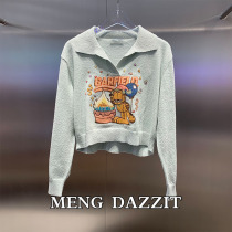 3D3E418 2021 autumn new cartoon cat animation knitted pullover sweater female 3D3E4181A