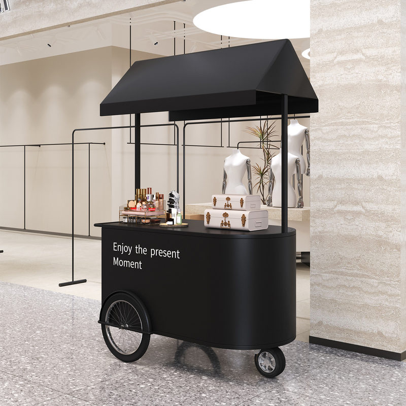 Wrought Iron Flower Cart, Shopping Mall Mobile Stall Cart, Night Market Snack and Drink Cart, Multi-Functional Dining Cart, Outdoor Stall Cart