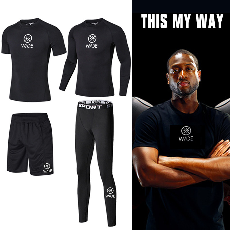 Wade shooting basket training suit autumn and winter basketball uniforms with undershirt running fitness three-four sets of jerseys custom-made