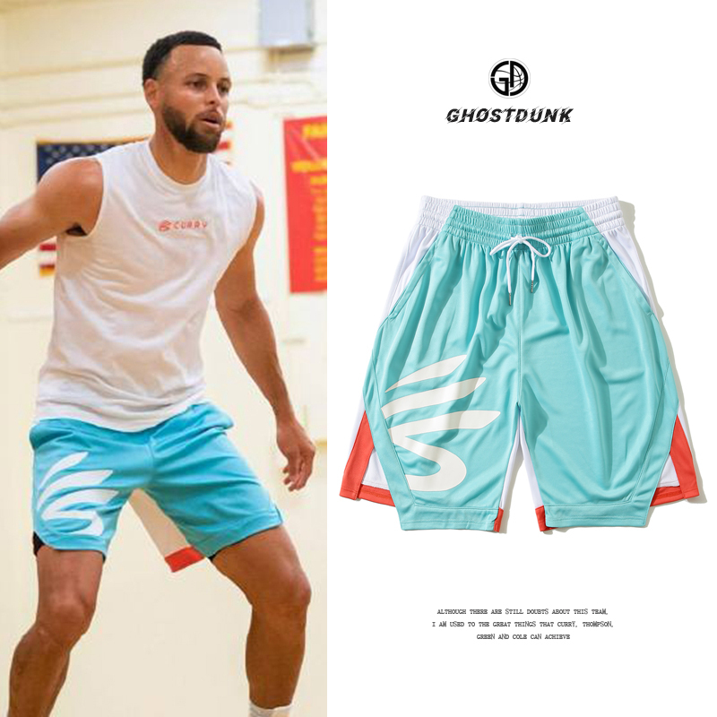 Curry Basketball Pants Casual Sports Pants Men's Quick-Drying Quarter-Length Street Basketball Shorts Streetball Shorts Running Training Pants