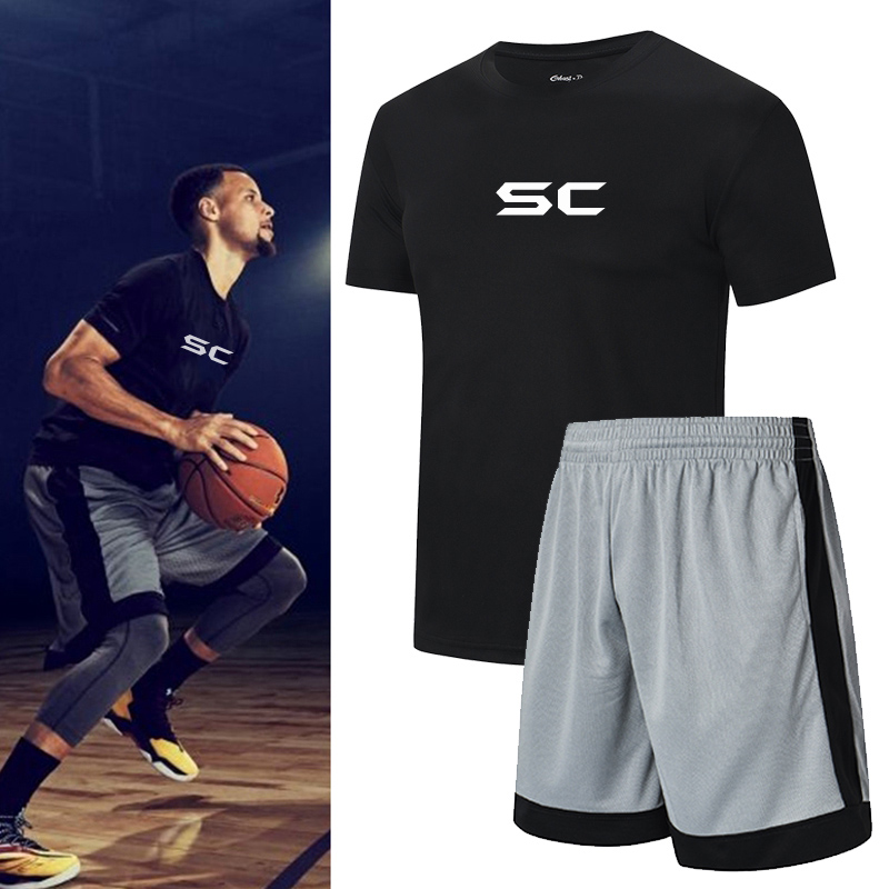 Curry ball control training suit set men's and women shooting warm-up short sleeves shorts basketball sports jersey basketball suit customization
