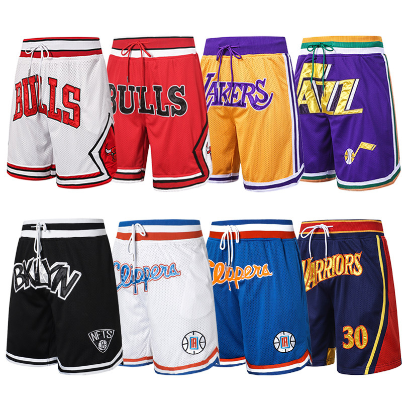 Embroidered basketball pants men's and women's hip-hop loose street basketball shorts five-point pants casual fitness running sports shorts