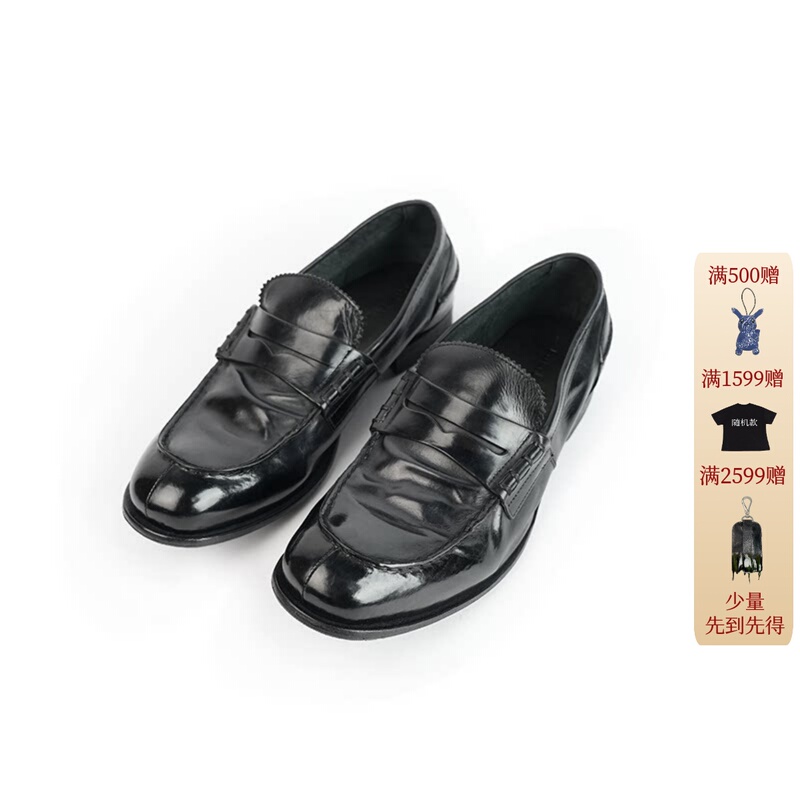 Mkszy Italian Imported Incas Calfskin Avant-Garde Water-Dyed Loafers Leather Shoes