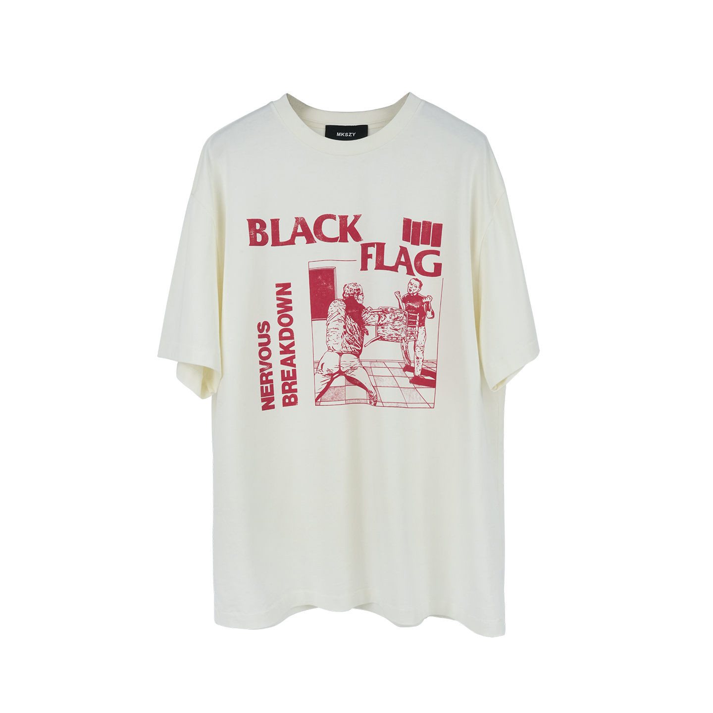 Футболка с коротким рукавом MKSZY Black Flag черный флаг баннер эпоха ретро стирка винтажная