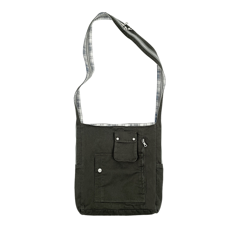 Mkszy Archive Crossbody High-End Canvas Retro Casual Shoulder Bag, Same Style as Woolvibe, Can Be Worn on Both Sides