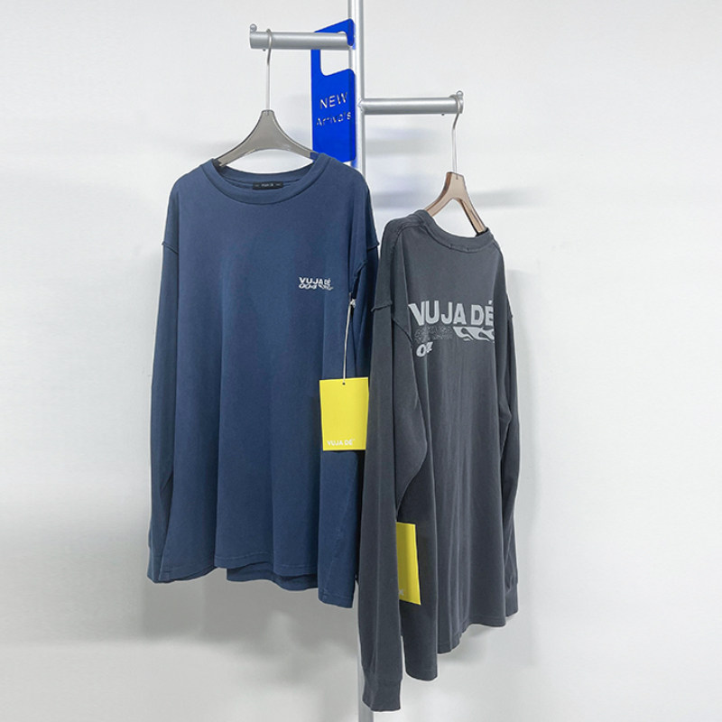 MKSZY fall autonomous Vujade004 series printed letter pure cotton loose inner lap long sleeve T-shirt vibe wind