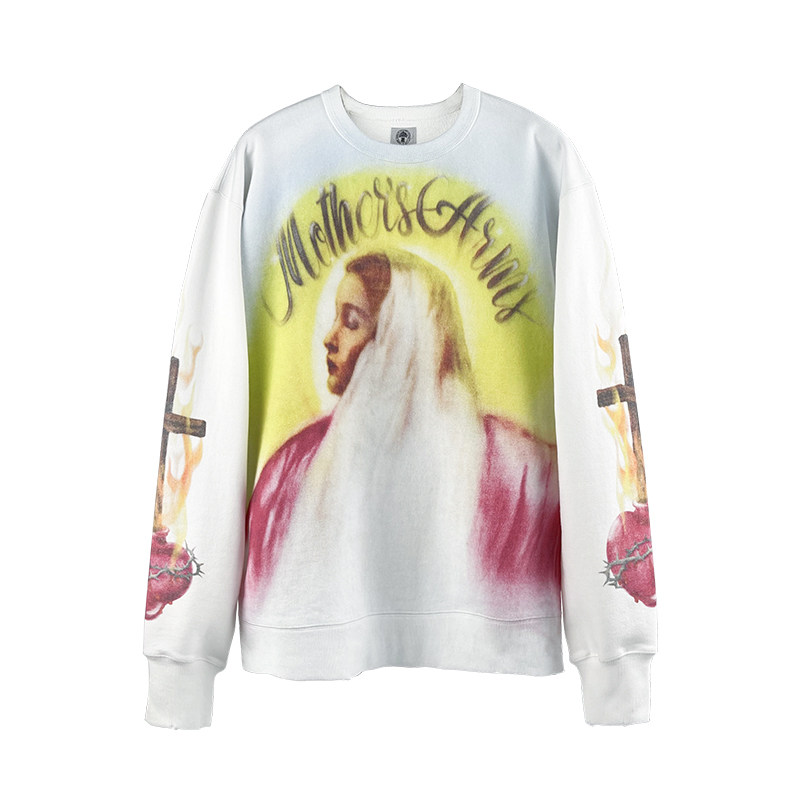 MKSZY Fall Sainit Michael The Virgin Embatons the Painted Wool circle Thick Cotton T Lovers of the same paragraph