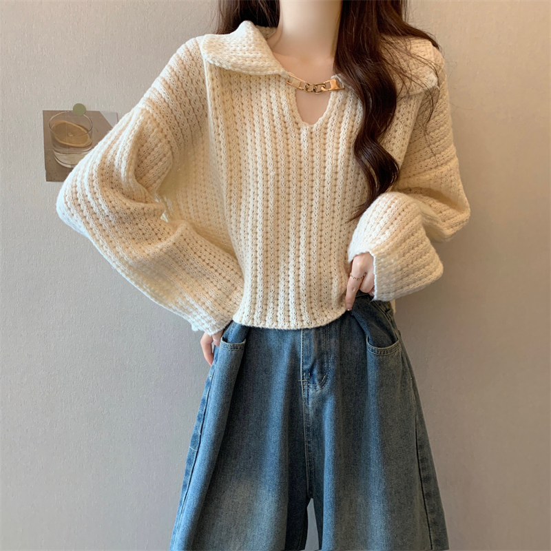 Short Knitted Base Shirt for Women, Spring 2026 New Style, High-End Petite Sweater, Inner Wear, Miu-Style Top