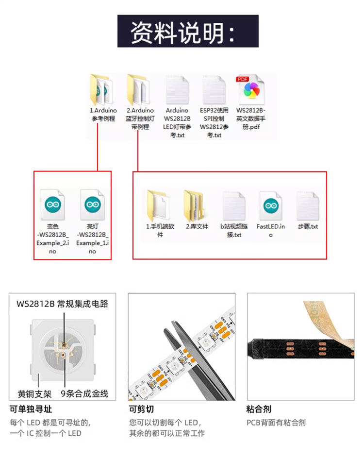 可编程RGB灯 RGB灯带 单片机通用WS2812B 5050 1米5V led全彩灯条
