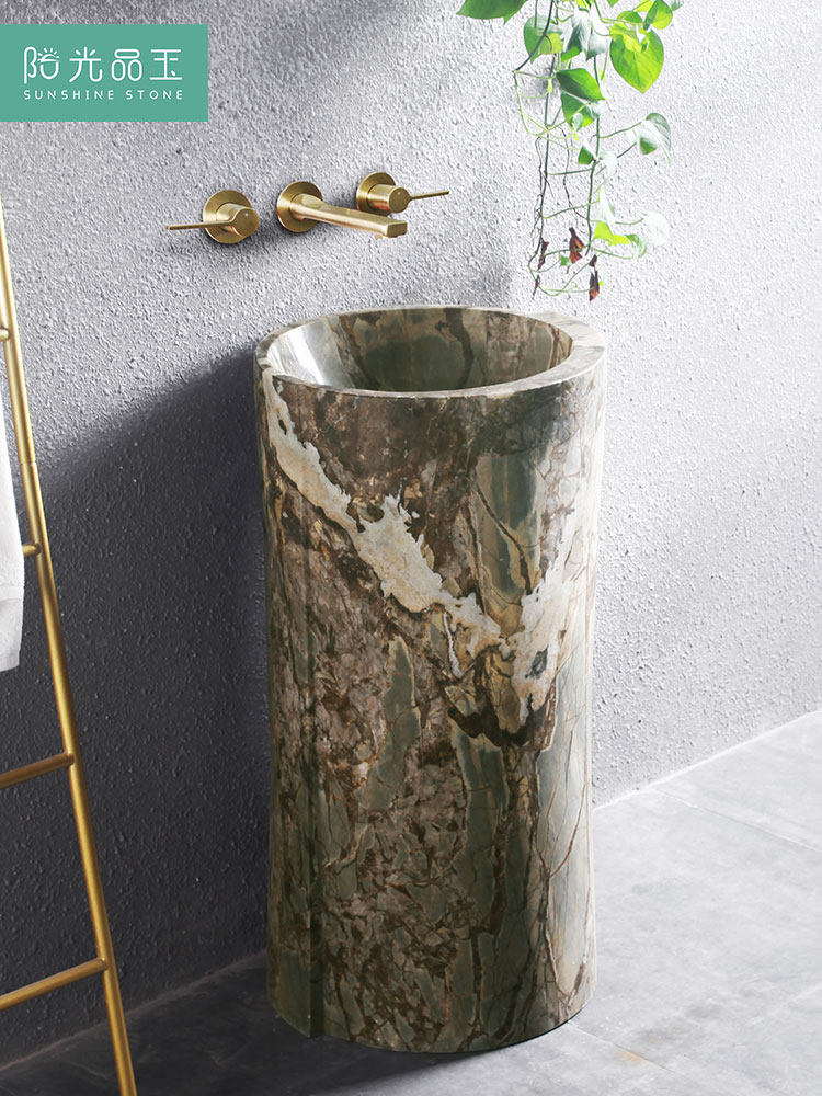 Sunshine Pint Jade Stone Upright Post Basin Outdoor Light Lavish Handwashing Table Pool Garden Patio Floor Style Wash Basin