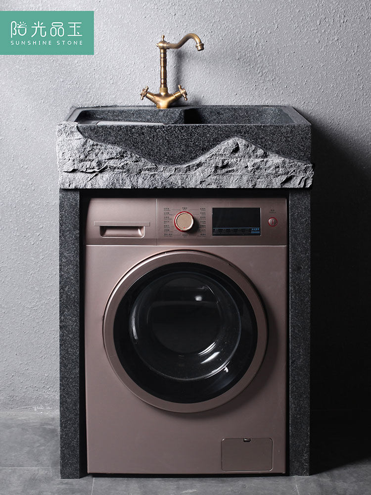 Sunshine Pint Jade Head Laundry Pool Outdoor Patio Laundry Trough Home Balcony Marble Washing Machine Integrated Cabinet