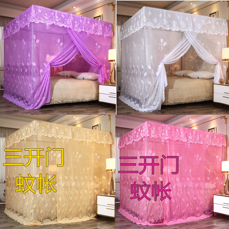 Mosquito net home encrypted thickened single door old-fashioned square roof 1 5m1 8m three-door with bracket bold floor double
