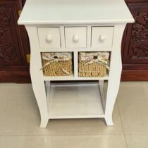 Bedside table bedroom storage simple princess style rental house floor-standing personalized hand-woven student table curved leg design