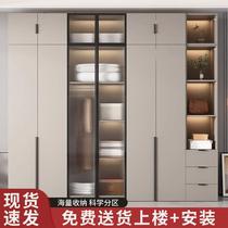 Wardrobe bedroom household solid wood economical rental house customizable small apartment installation-free master bedroom wardrobe