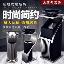 Hotel aisle trash can lobby vertical corridor Stainless steel elevator entrance Hotel lobby with ashtray bucket
