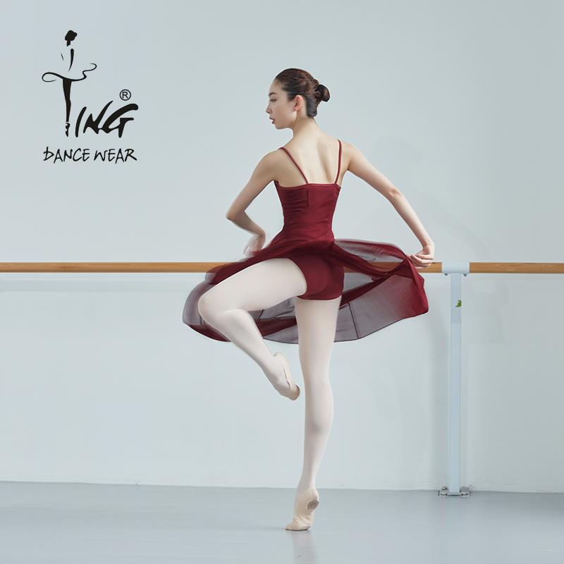 TING Chen Ting dance suit dance harness long dress dance practice foreign dress art performance long yarn dress adult female