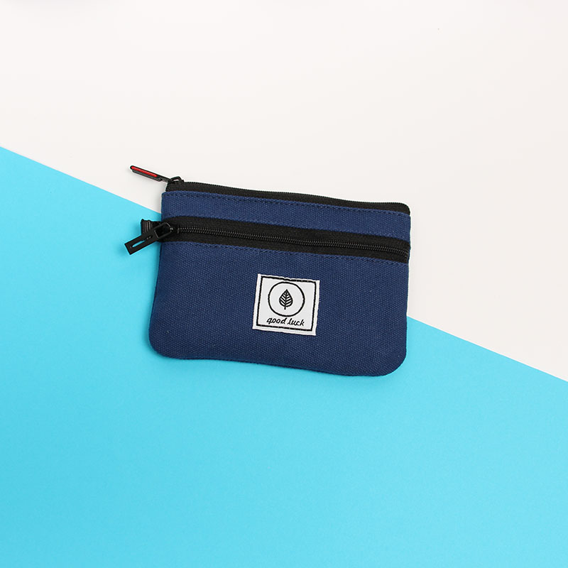 Double-layer zipper canvas change wallet for men and women small wallet driver's license card pack as one multi-function ultra-thin