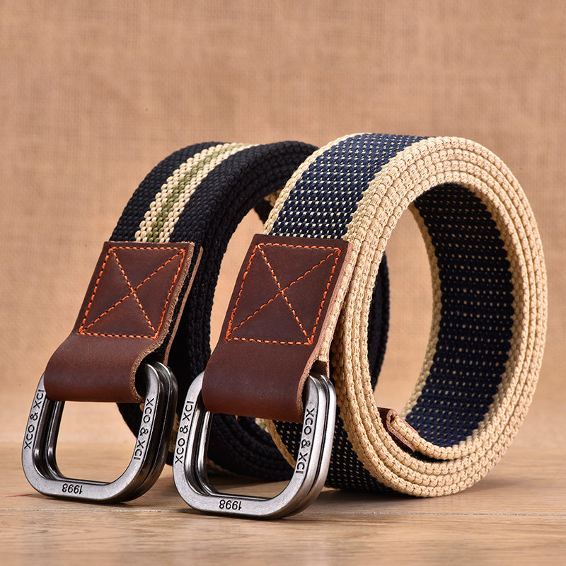 Canvas Belt Double Ring Buckle Retro Men's Belts Han Edition Youth Schoolboy Pants With Casual 100 Hitch Woman Canvas Belt
