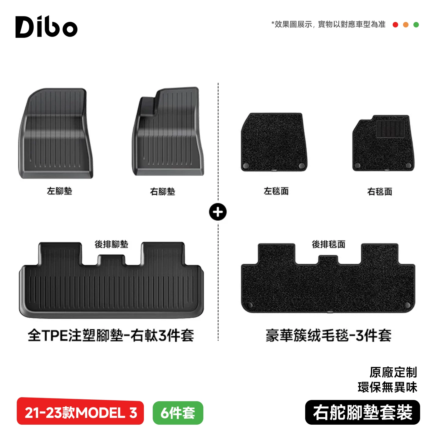 Правый руль коврик для пола Tesla Model Y, полный ТПЭ коврик для пола автомобиля Dibo, специальный для автомобиля