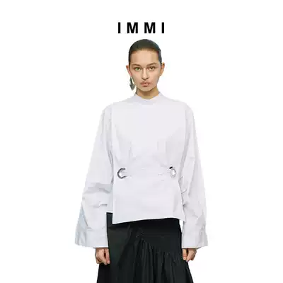 (Designer brand IMMI) fake two white loose round neck girdle shirt 191ST051X