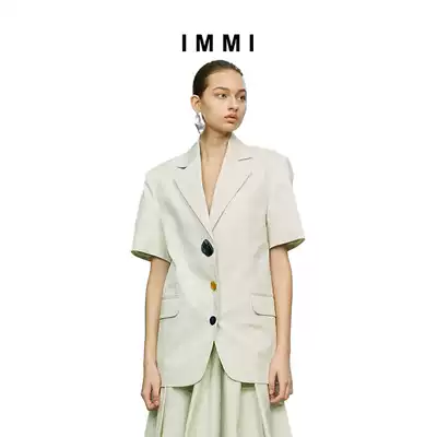 (Designer brand IMMI) Matcha green twill vintage summer short sleeve suit 191JK027X