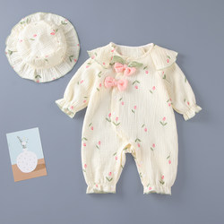 Baby's jumpsuit thin Long sleeves sunscreen Spring & Fall pure cotton Princess Newborn breathable baby girl clothes