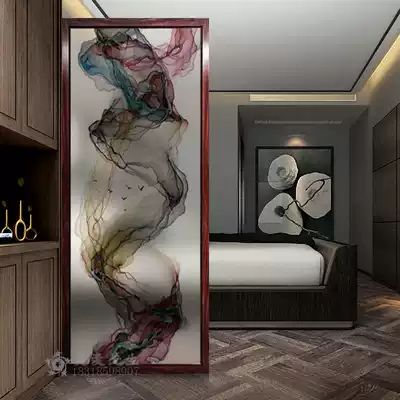 Modern art glass partition living room entrance shoe cabinet home screen decoration frosted transparent simple abstract