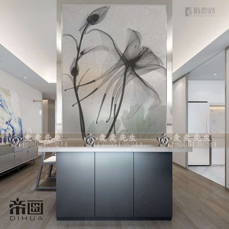 Art Glass Shoe Cabinet Partition Modern Minimalist Living-room Entrance Into The House Genguan Make-up Room Creative Screen Frosted Abstract Flowers