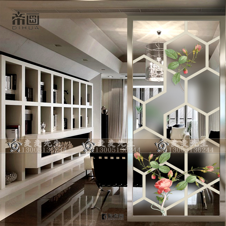 Modern minimalist double sided screen frosted steel-made art glass living room corridor Xuanguan dining room Wash Basin Partition Wall