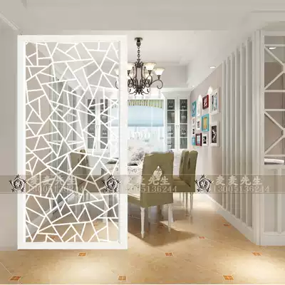 Modern art glass screen partition simple fashion living room shoe cabinet entrance background wall abstract imitation hollow lines