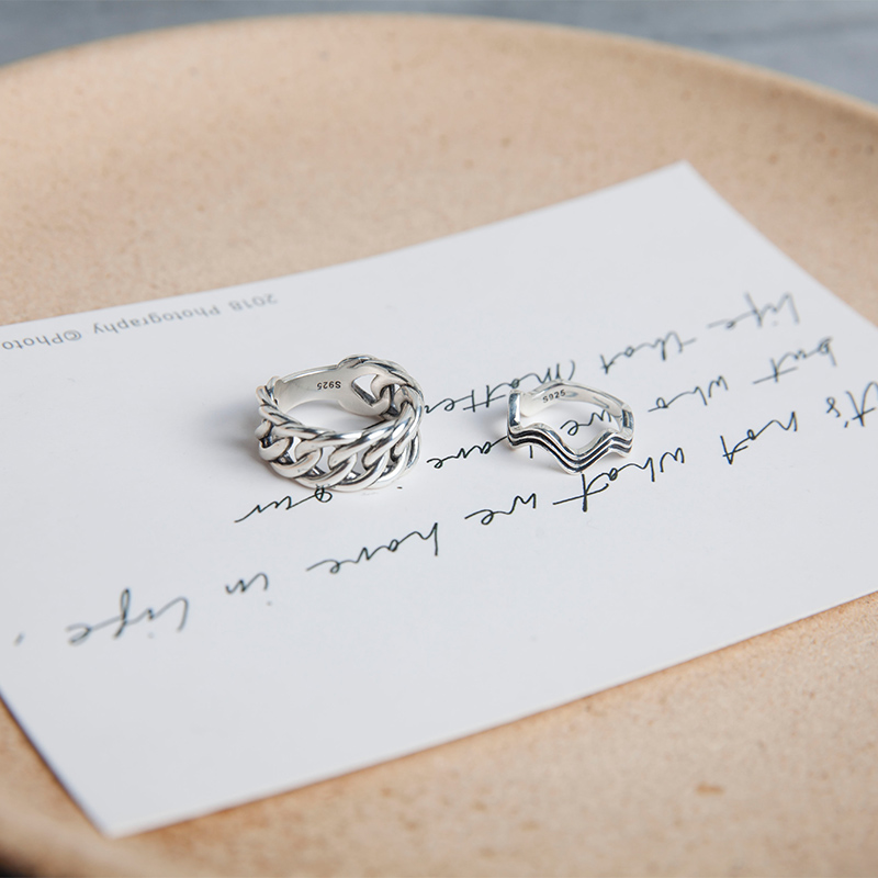 Wan Wan Selected Wan Daai's silver ring set can be shot separately 925 silver old 19121162D