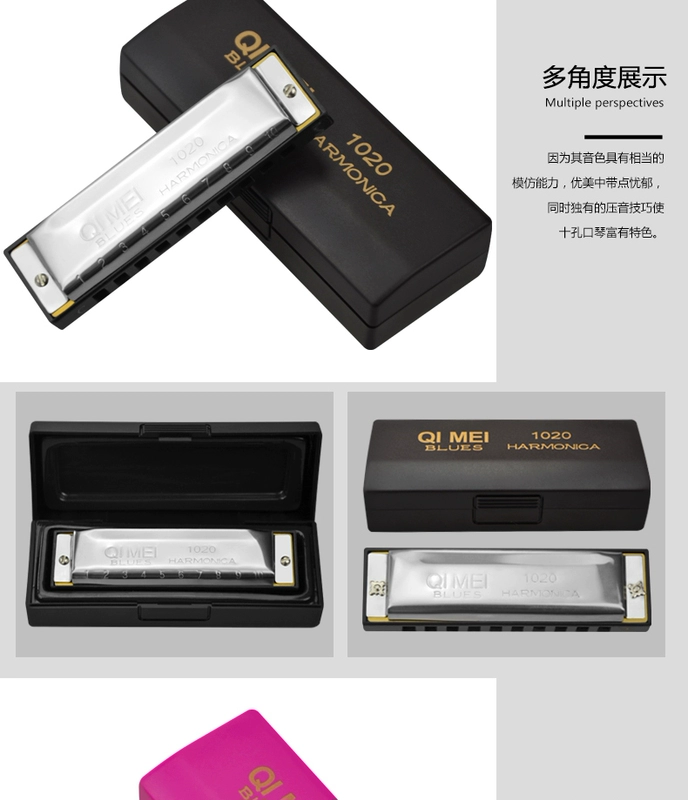 Chimei Harmonica 10 lỗ blues mười lỗ C key trẻ em mới bắt đầu học sinh trưởng thành tự học nhạc blues - Nhạc cụ phương Tây